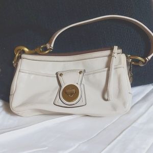Coach white leather handbag
